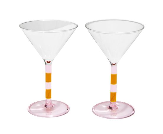 Striped Martini Glasses (Set of 2) - Lilac + Green – House of Nomad